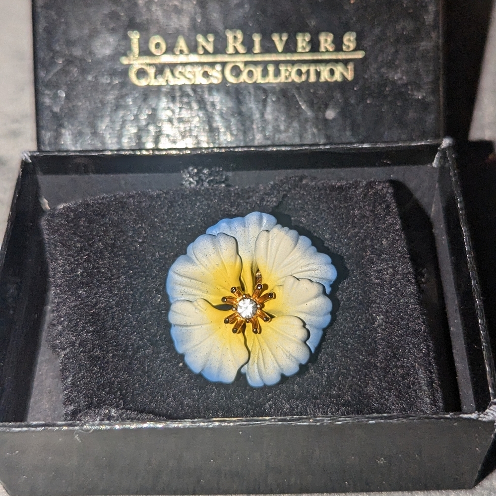 Joan Rivers Blue And Yellow Flower Brooch